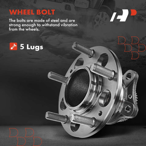Wheel bearing hub assembly for Hyundai Elantra Coupe GT Veloster Kia Forte with 5 lugs, part of rear disc rotor kit