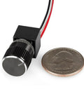 Slick 12 Volt Dc Dimmer Switch For Tight Led And Halogen Control In Rvs Trucks And Marine Gear With Rock Solid Long Shaft Assembly next to a quarter.