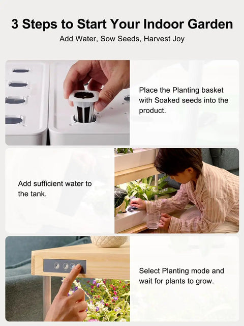 Steps to set up Dope Two Tier Indoor Hydroponic Garden With Full Spectrum LED Grow Lights 32 Pods Solid Wood Frame