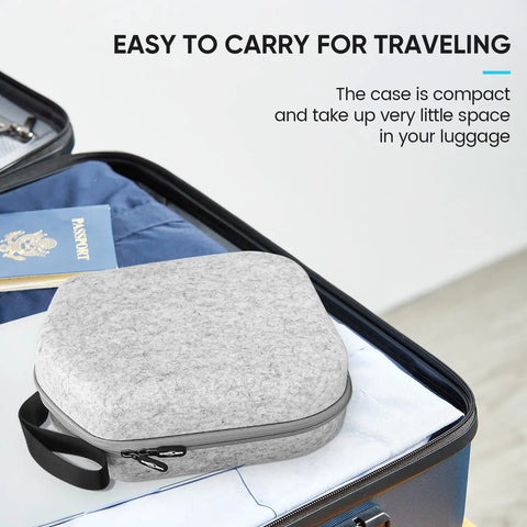 Hard Carrying Case For Quest 3S And Quest 3, Quest 2 And Vision Pro VR Headset With Controllers in grey, compact on suitcase