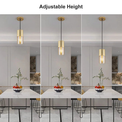 Dope Gold Pendant Lights 3 Pack Mini Modern Amber Glass Fixtures Adjustable Hanging Lamps for kitchen island