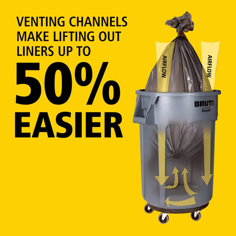 Heavy-Duty 10-Gallon Yellow Round Trash Can For Outdoor Use, Built Tough For Landscapers, Construction Sites, Restaurants And Offices, Easy-Lift Venting Channels For Quick Liner Removal.
