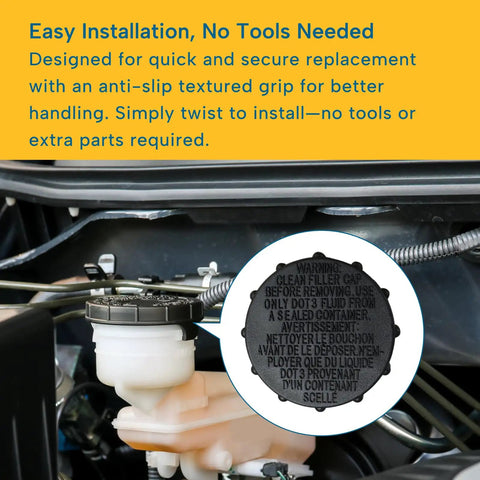 Brake Fluid Reservoir Cap Replacement For Ford F150 2015 To 2019 Expedition 2018 To 2021 Lincoln Navigator in engine bay