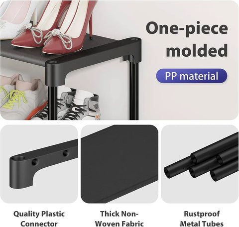 Solid Two Tier Shoe Rack For Entryway And Garage, Roomy Stackable Footwear Organizer With Rust Proof Steel Frame, Quick Setup Space Saving Closet Shoe Shelves That Really Pack A Punch