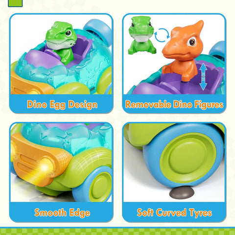 Dino RC Car For Toddlers Tot Friendly With Lights And Music Rechargeable Remote Controlled Dinosaur Toy For Ages 2 3 4 Years Old