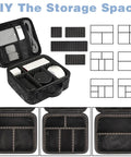 Cord Organizer Case For DJ Gear And Music Equipment With Adjustable Divider, Double Layer Cable Storage Bag Black