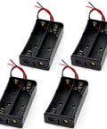 Four Pack Of Hella Reliable AA Battery Holders With Attached Leads And Stainless Steel Contacts For Effortless Power Delivery And A Straight Up No Fuss Housing That Keeps Batteries Securely Locked Away, showing four holders with red and black leads.