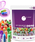 Soft Foam Ear Plugs For Sleeping And Snoring, Work Travel And Shooting, 33dB NRR, Made In USA, Multi Color 60 Pair Pack in bag
