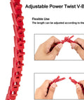 Adjustable 1/2 Inch V Belt With 5 Foot Length Type A Link Belt for woodworking, shown in red with flexible adjustment demonstration.