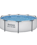 Premium Round Above Ground Swimming Pool 10 Foot Diameter 30 Inch Depth Steel Frame Build with water, featuring sturdy steel support.