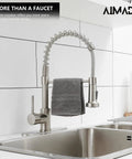 Built Tight Single Handle Pull Down Kitchen Faucet With Brushed Nickel Stainless Steel Finish and Broad Deck Plate, with sprayer and towel.