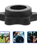 Two Pack Black Plastic Barbell Clip Collars For 1 Inch Bars Portable And Versatile Weightlifting Clips For Strength Training Equipment Great For Home Gym Or Studio Use With Secure And Stable Grip For Tough Workouts, close-up view