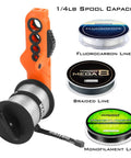Radius Must Have Fishing Line Spooler With Patent Pending Design For Spinning And Casting Reels Twist Free Line Spooling On The Go Portable Compact Spool Holder One Quarter Pound Capacity Soft Touch Clamps Protect Rod Blanks Adjustable Tension Bands, 1/4 lb capacity