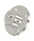 Rigid Flange Shaft Coupling Set of 2, 10mm Bore and 16mm OD, Made From C45 Carbon Steel With Chrome Plating, Heavy Duty Beefy Metal Drive Coupler For Machinery And Equipment, front view