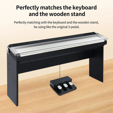 Three Pedal Unit For Digital Keyboards Pianos With Soft Sostenuto And Sustain Pedals, Compatible With Yamaha, under keyboard stand.