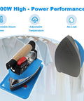 Heavy Duty Industrial Steam Iron And Boiler Setup Straight Up 110 Volt 1600 Watt Pro Ironing Rig with adjustable steam and temperature dials.