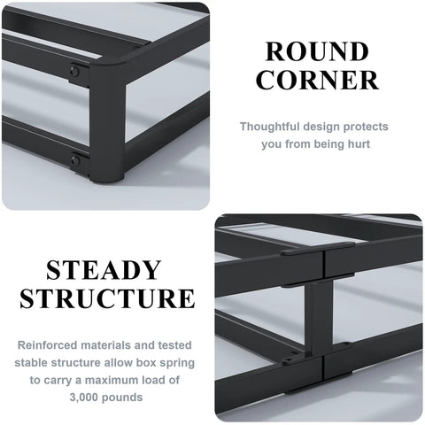 Twin Box Spring Low Profile Heavy Duty Platform Mattress Foundation Built Tough For Firm Support. Rounded corner and steady structure.