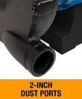 Close-up of 2-inch dust port on Heavy Duty 8 Inch Bench Grinder With 1/2 Hp Motor Rollin Out 1725 Rpm.