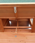 Open nesting box of Deluxe Large Wood Chicken Coop With Nesting Box And Run For 3 To 5 Chickens Durable Fir Construction Easy Clean Tray