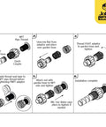 Heavy Duty Garden Hose Adaptor Three Quarter Inch NPT To Garden Hose And One Inch Pipe With Swivel UV Reinforced Nylon And Nitrile Seals Backnut Twist Prevention Tough As Nails Yet Lightweight Durable Fitting installation diagram