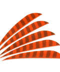 Shield Cut Arrow Vanes 10 Pack Four Inch Turkey Feather Fletching Orange Right Wing on white background