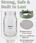 Two Pack Wide Mouth Sprouting Jars With Lids And Stainless Mesh Screen All In One Dope Seed Sprouting Kit For Home Grown Broccoli Sprouts Alfalfa Mung Bean And More Everyday Fresh Greens, showing glass jar, plastic lid, and stainless mesh screen.