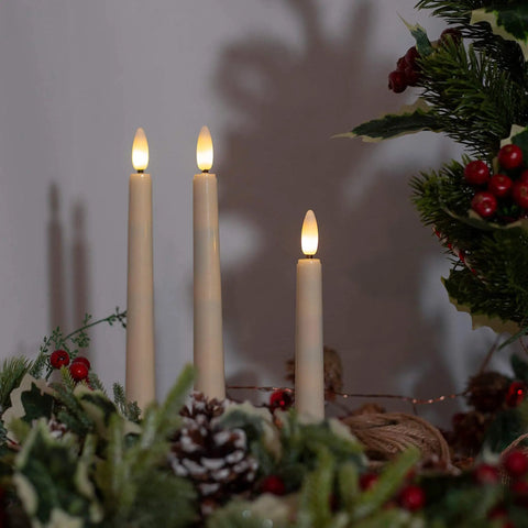 8 Piece Flameless Taper Candles With Two Remotes And Timer Eight Inch 3D Wick Floating Flicker LED Window Candles Christmas Decor Ivory