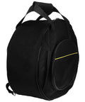 Road Ready Snare Drum Case And Gig Bag With Badass Thickened Padding And Adjustable Shoulder Strap For Smooth Hauling Of Your 14 Or 15 Inch Snare In Sleek Matte Black, side view.