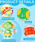 Back To School Bulletin Board Decorations Set For Classrooms Includes 16 Borders 5 Adhesive Dots And STEAM Science Technology Engineering Art And Math Cutouts A Real Must Have For Teachers And Students Decor showing product features like high-quality cardboard, waterproof, double-sided laminated, and tear-resistant reusable material.