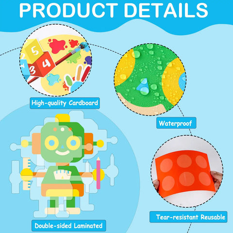 Back To School Bulletin Board Decorations Set For Classrooms Includes 16 Borders 5 Adhesive Dots And STEAM Science Technology Engineering Art And Math Cutouts A Real Must Have For Teachers And Students Decor showing product features like high-quality cardboard, waterproof, double-sided laminated, and tear-resistant reusable material.