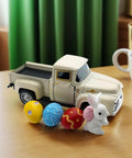 Vintage Easter Farmhouse Mini Diecast Metal Pickup Truck Decor With Eggs And Bunny For Tiered Tray Tabletop White Finish Gift