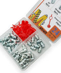 Grease Fitting Assortment Kit 5/16-24 In Straight 45 Degree And 90 Degree Zerk Fittings With Caps Galvanized Steel In Open Case