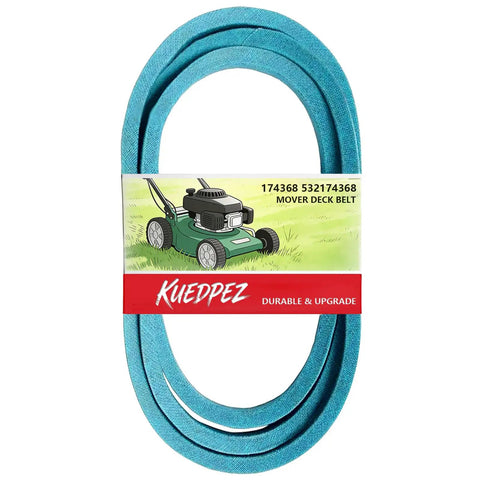 Mower Deck Belt 48 Inch Replacement Five Eighth Inch By Ninety Inch Beefed Up Aramid Cord Heavy Duty Drive Belt packaging.