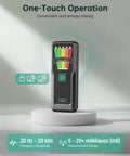 Handheld EMF Meter For Ghost Hunting And Home Use With 5 Level LED Alerts Detects EMF From Home Appliances WiFi Routers Power Lines And Industrial Machines 30Hz To 20kHz Range 0 To 20 mG Plus Or Minus 5 Percent Accuracy Compact Pocket Size on stand