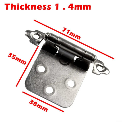 Complete All In One Set Of 10 Self Closing Overlay Flush Cabinet Hinges in cold rolled steel with 71mm x 35mm dimensions