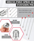 Five Piece Airless Paint Sprayer Extension Poles With Red Guard Adjustable Short To Long Lengths Up To Forty Inches