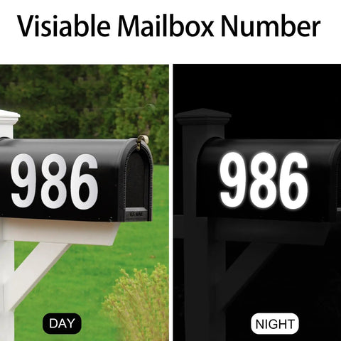 Large 3 Inch Reflective Mailbox Numbers Set With 30 Waterproof Vinyl Digits 0 Through 9 Easy Self Adhesive For Outdoor Use