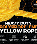 Bright Yellow Twisted Polypropylene Rope Quarter Inch Thick And 100 Feet Long Heavy Duty Outdoor And Marine Rope
