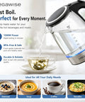 One Point Eight Liter Electric Kettle With Fast Boil And Auto Shut Off Boil Dry Protection 360 Degree Swivel Base Stainless Steel Water Boiler