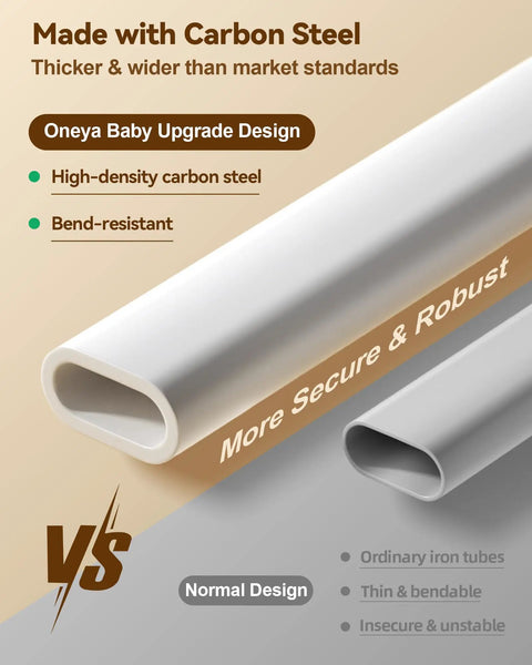 Detailed view of high-density carbon steel used in No Drill King Size Bed Rails For Kids Three Piece Guard Gray Bear 74.8 by 78.7 inches