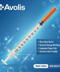 0.5ml 30G 5/16 Inch 8mm Syringe Pack Of 100 Individually Wrapped Lab Supplies With Clear Graduation Marks For Precise Measurements And Leak Proof Withdrawal, syringe with orange cap
