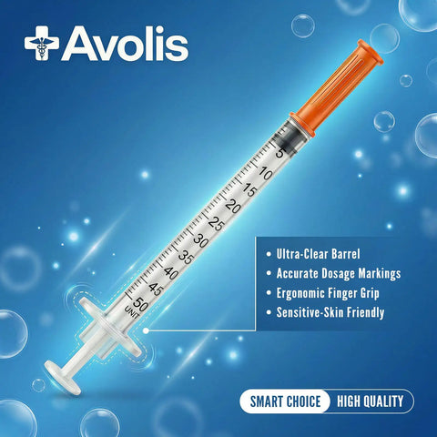 0.5ml 30G 5/16 Inch 8mm Syringe Pack Of 100 Individually Wrapped Lab Supplies With Clear Graduation Marks For Precise Measurements And Leak Proof Withdrawal, syringe with orange cap