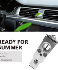 Car AC Expansion Valve Metal Valve For Automotive Air Conditioning System Universal Fit For Lexus, Toyota, Honda, Jaguar, Land Rover, Subaru, Scion And More, Silver displayed in a car interior setting.