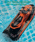 High Speed 2.4GHz RC Jet Ski Toy With Dual Propellers for Water Fun seen from above on water, bright orange finish