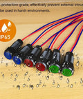 Six Pack Red Blue Green LED Indicator Pilot Lights 110V AC Panel Mount 10mm Hole Flame Retardant Plastic Shell A Real Workhorse For Industrial Equipment Electrical Panels Status Signaling Emergency Alerts And DIY Projects, IP65 waterproof