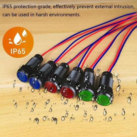 Six Pack Red Blue Green LED Indicator Pilot Lights 110V AC Panel Mount 10mm Hole Flame Retardant Plastic Shell A Real Workhorse For Industrial Equipment Electrical Panels Status Signaling Emergency Alerts And DIY Projects, IP65 waterproof