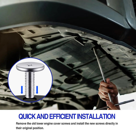 Installing a screw for 14 Piece Engine Splash Shield Hardware Kit Featuring Heavy Duty Bolts And Secure Mounting Clips for skid plate.