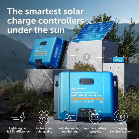 SmartSolar MPPT Tr VE 150V 85A Solar Charge Controller With Bluetooth for 12-48V systems in off-grid setup outdoors