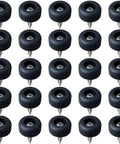 25 Soft Rubber Feet With Stainless Screws For Cutting Boards And Electronics, arranged in five neat rows