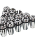 Close-up of ER11 Spring Collet Set 15 Pieces From 1mm To 7mm Plus One Eighth And One Quarter Inch For CNC Milling Lathe Tool Holding Machines